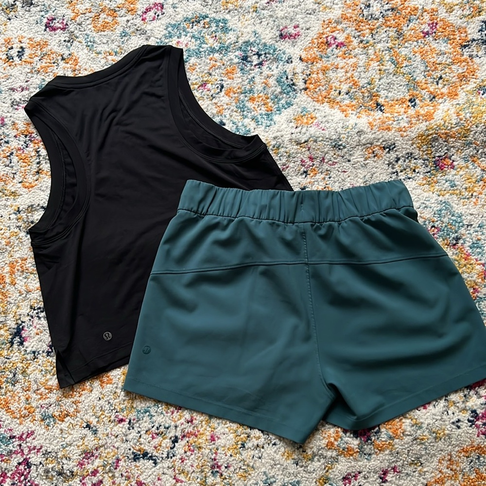 lululemon athletica Black and Teal Athletic Shorts